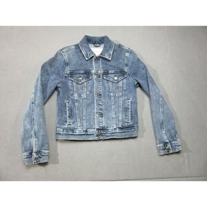Pistola Jean Jacket Womens Medium Blue Denim Button Front Trucker Stretch